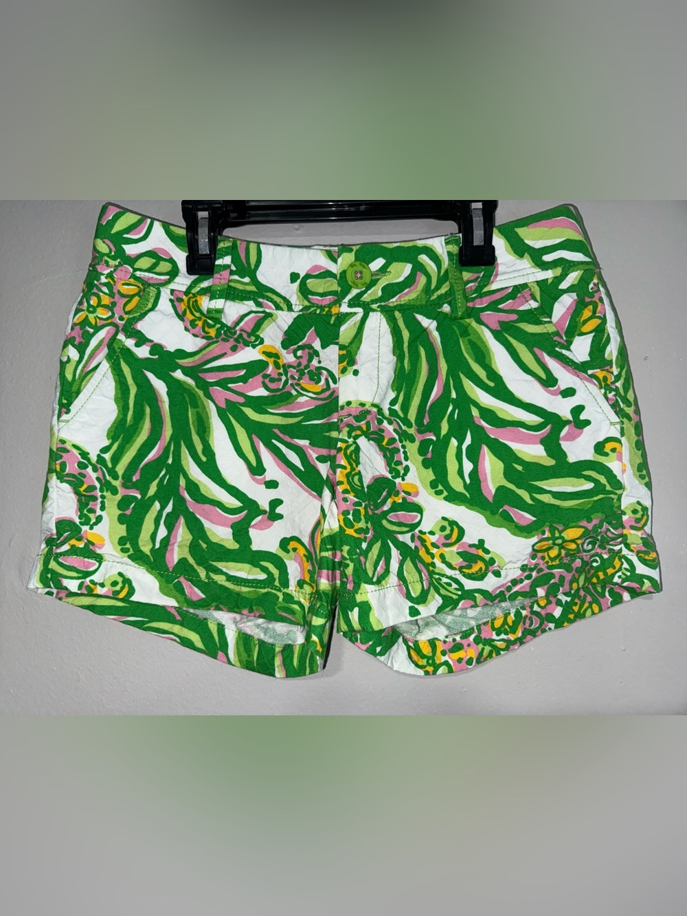 Lilly Pulitzer Callahan Green and Pink Floral Print Jean Shorts